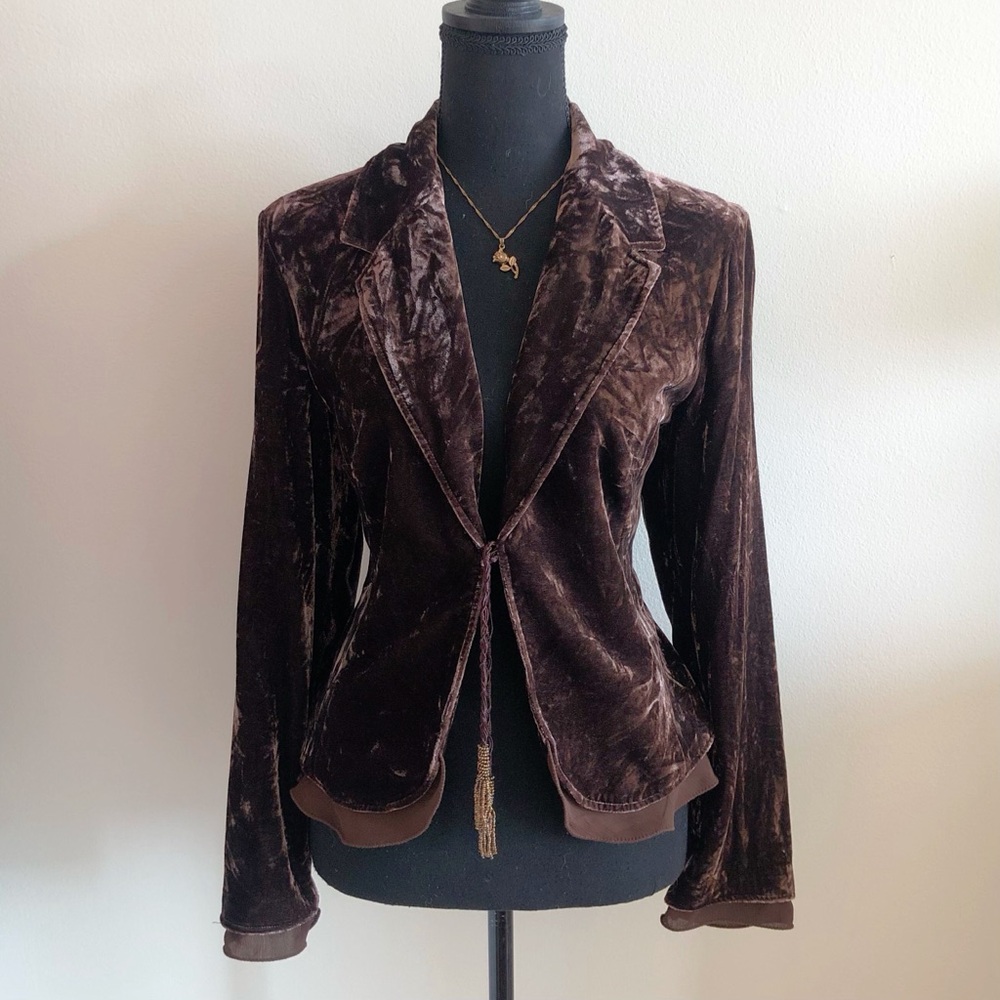 Elegant Brown Velvet Women's Jacket